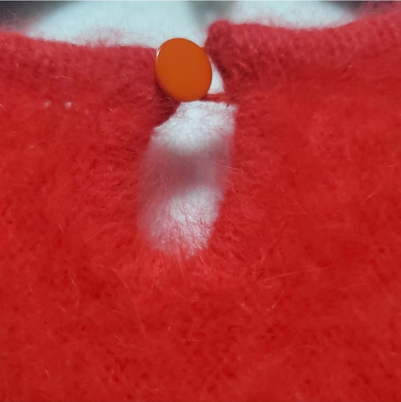 Vintage Gee Gee 80s LG Red Angora Lavish Sweater Pullover Ribbon Beaded W19 - Picture 12 of 15